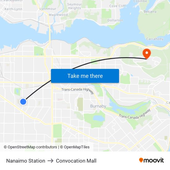 Nanaimo Station to Convocation Mall map
