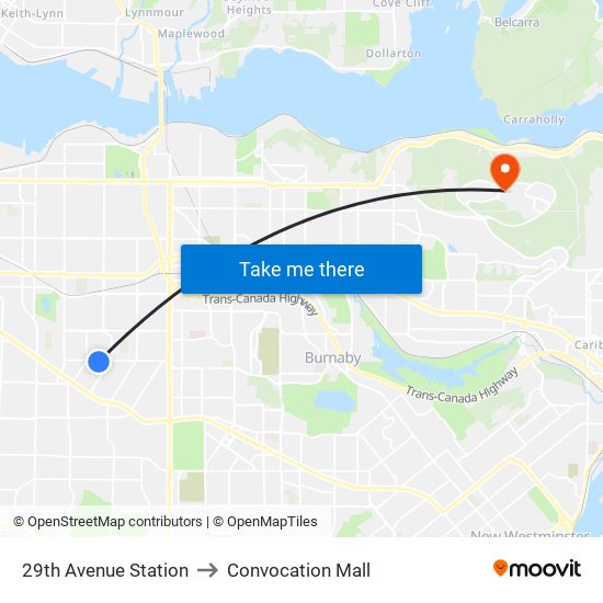 29th Avenue Station to Convocation Mall map