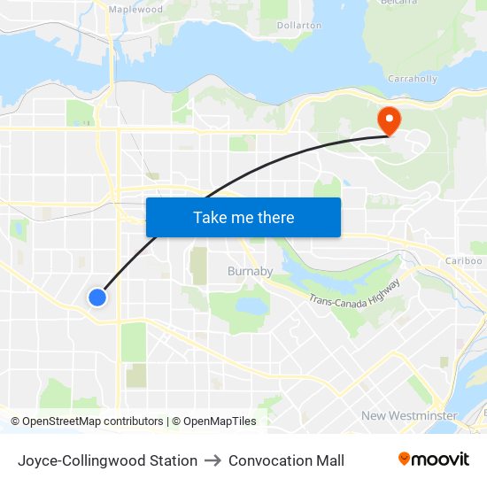 Joyce-Collingwood Station to Convocation Mall map