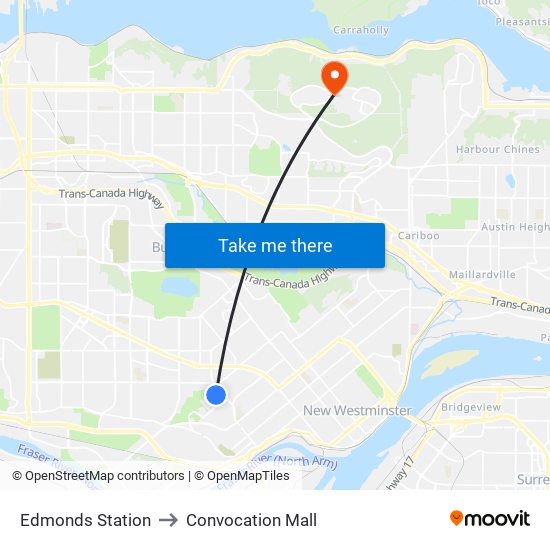 Edmonds Station to Convocation Mall map