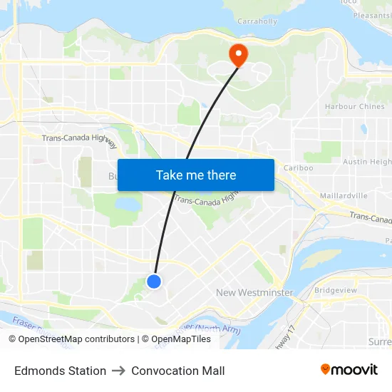 Edmonds Station to Convocation Mall map