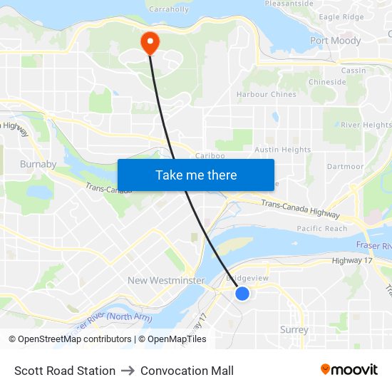 Scott Road Station to Convocation Mall map