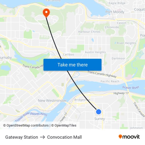 Gateway Station to Convocation Mall map