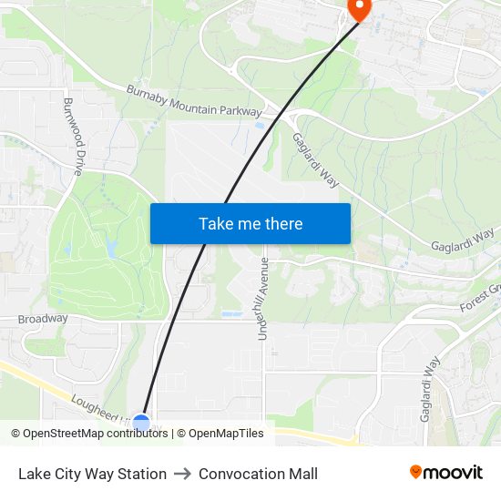 Lake City Way Station to Convocation Mall map