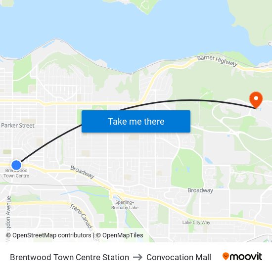 Brentwood Town Centre Station to Convocation Mall map