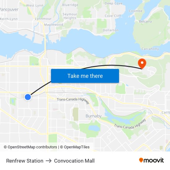Renfrew Station to Convocation Mall map