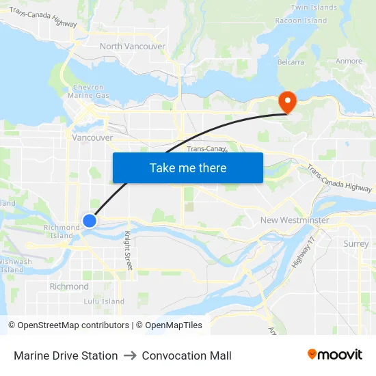 Marine Drive Station to Convocation Mall map