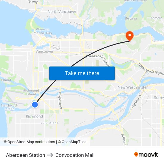 Aberdeen Station to Convocation Mall map