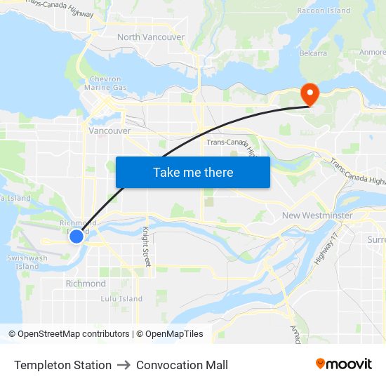 Templeton Station to Convocation Mall map