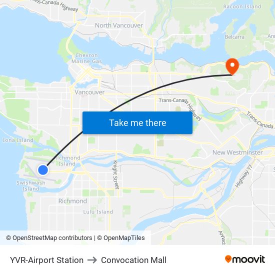 YVR-Airport Station to Convocation Mall map