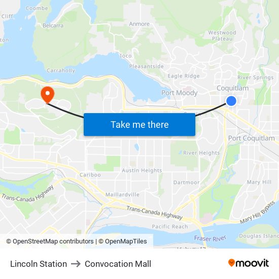 Lincoln Station to Convocation Mall map
