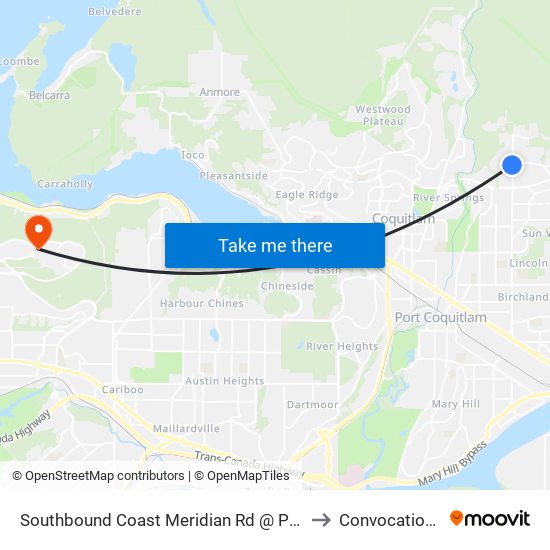 Southbound Coast Meridian Rd @ Princeton Ave to Convocation Mall map