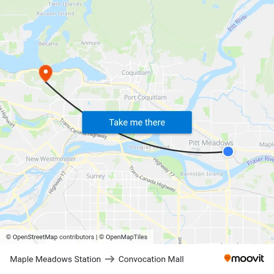 Maple Meadows Station to Convocation Mall map