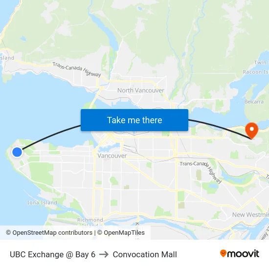 UBC Exchange @ Bay 6 to Convocation Mall map