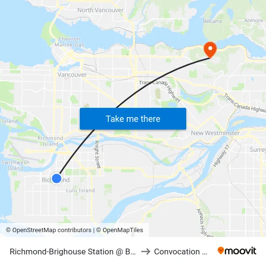 Richmond-Brighouse Station @ Bay 1 to Convocation Mall map