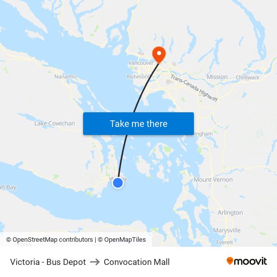 Victoria - Bus Depot to Convocation Mall map
