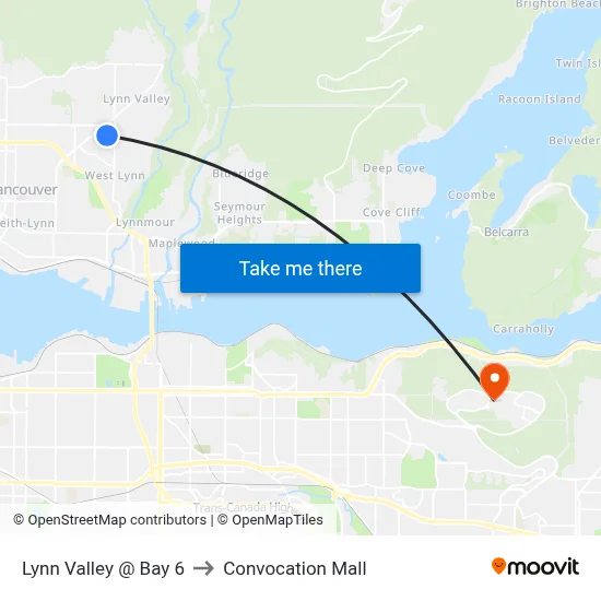 Lynn Valley @ Bay 6 to Convocation Mall map