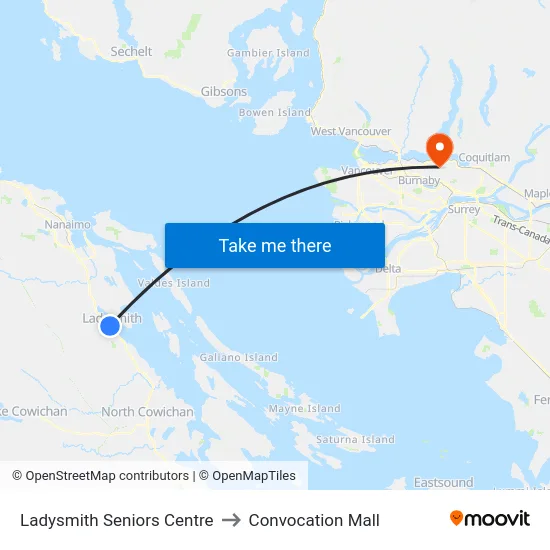 Ladysmith Seniors Centre to Convocation Mall map