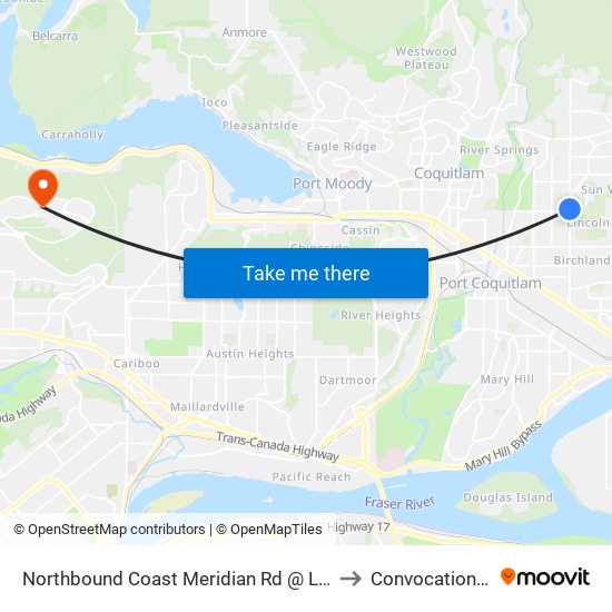 Northbound Coast Meridian Rd @ Lincoln Dr to Convocation Mall map