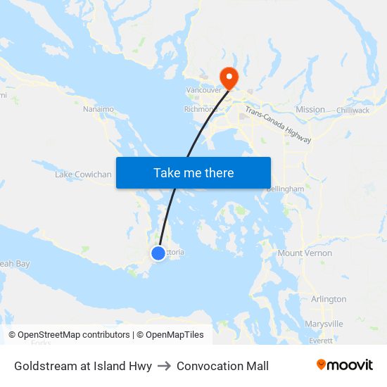 Goldstream at Island Hwy to Convocation Mall map