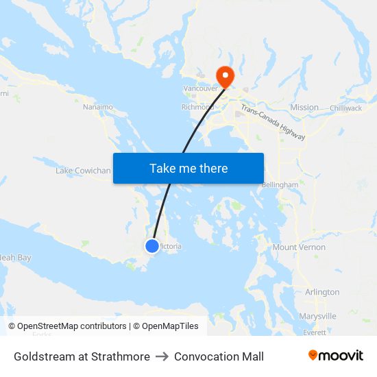 Goldstream at Strathmore to Convocation Mall map