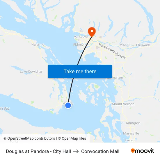 Douglas at Pandora - City Hall to Convocation Mall map