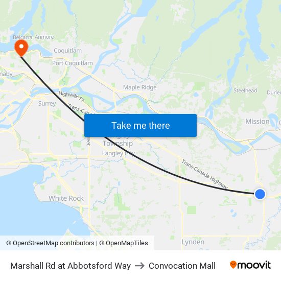 Marshall & Abbotsford to Convocation Mall map