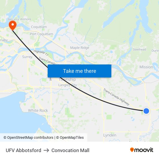 UFV - Abbotsford to Convocation Mall map