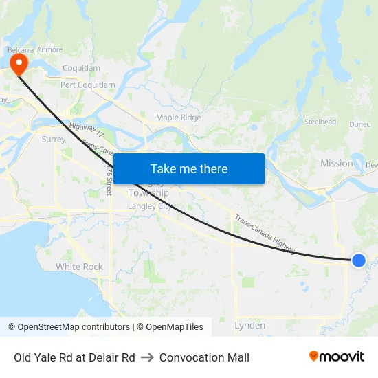 Old Yale Rd at Delair Rd to Convocation Mall map