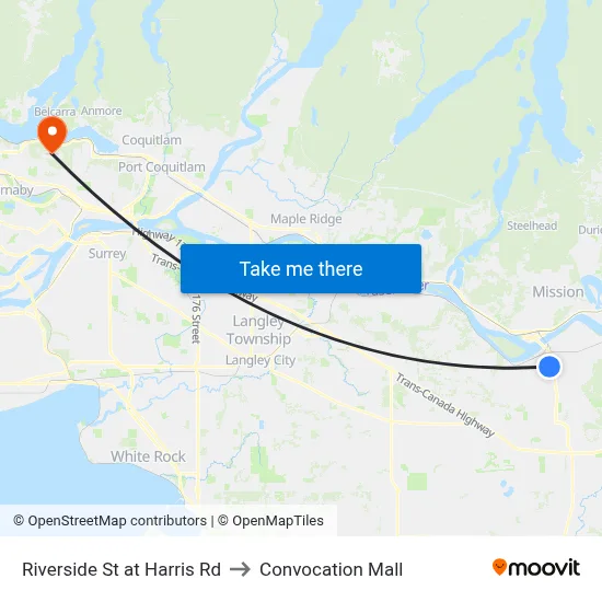 Riverside St at Harris Rd to Convocation Mall map