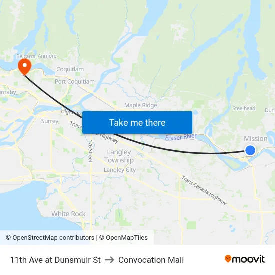 11th Ave at Dunsmuir St to Convocation Mall map