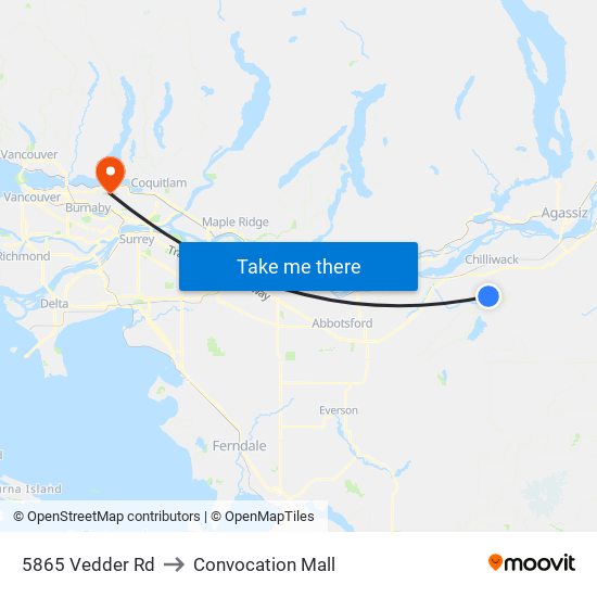 5865 Vedder Rd to Convocation Mall map