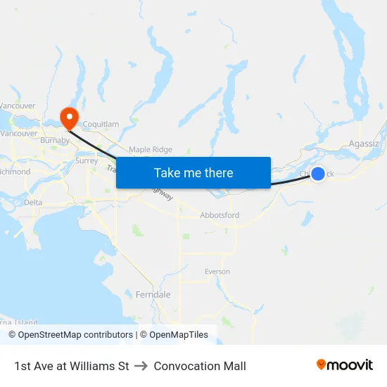 1st Ave at Williams St to Convocation Mall map