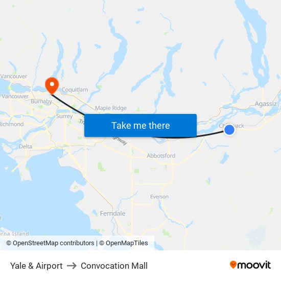 Yale & Airport to Convocation Mall map