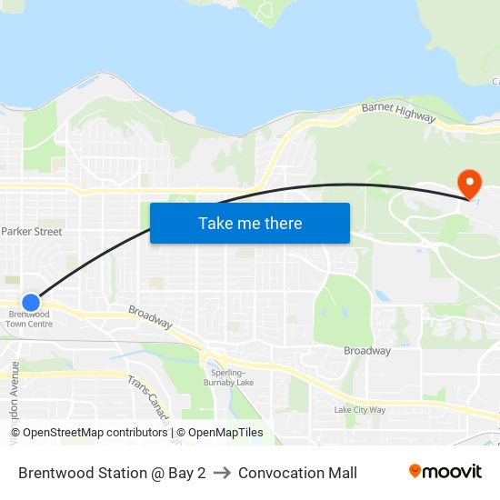 Brentwood Station @ Bay 2 to Convocation Mall map