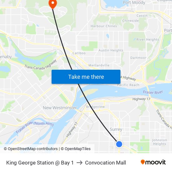 King George Station @ Bay 1 to Convocation Mall map