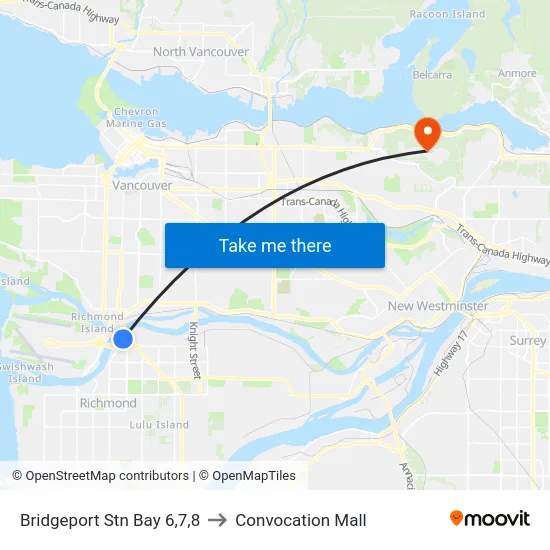 Bridgeport Stn Bay 6,7,8 to Convocation Mall map