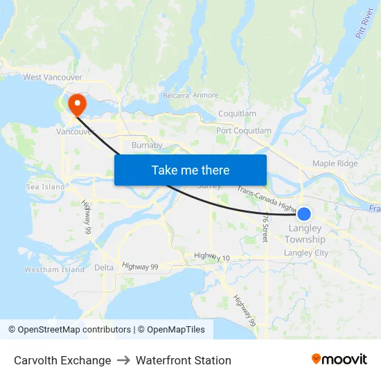 Carvolth Exchange to Waterfront Station map