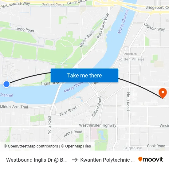 Westbound Inglis Dr @ Bell Irving Rd to Kwantlen Polytechnic University map