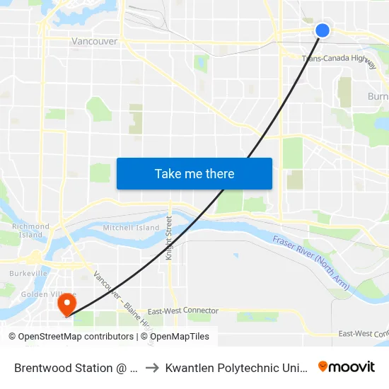 Brentwood Station @ Bay 7 to Kwantlen Polytechnic University map