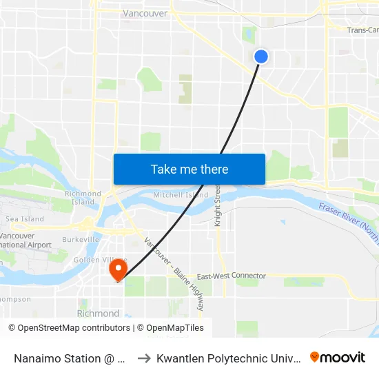 Nanaimo Station @ Bay 2 to Kwantlen Polytechnic University map