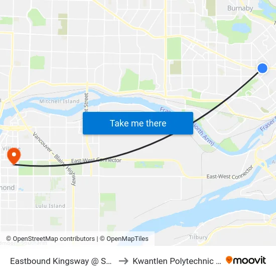 Eastbound Kingsway @ Salisbury Ave to Kwantlen Polytechnic University map