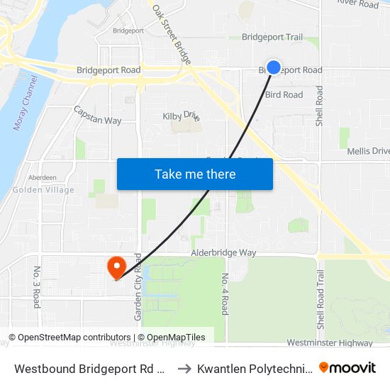 Westbound Bridgeport Rd @ Mclennan Ave to Kwantlen Polytechnic University map