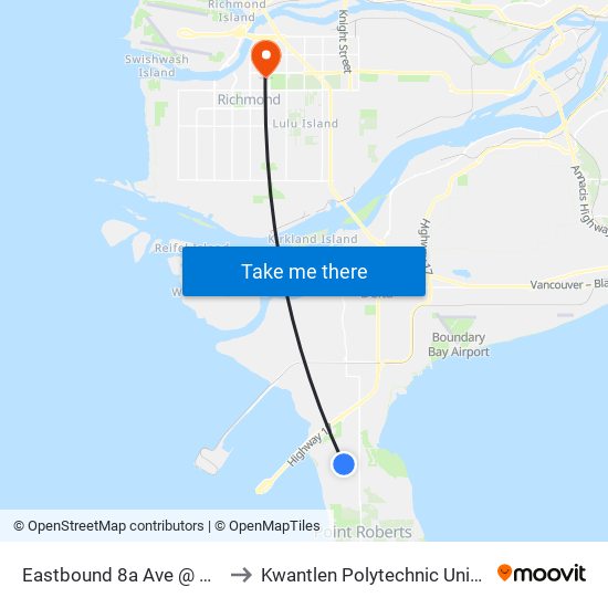 Eastbound 8a Ave @ 52a St to Kwantlen Polytechnic University map