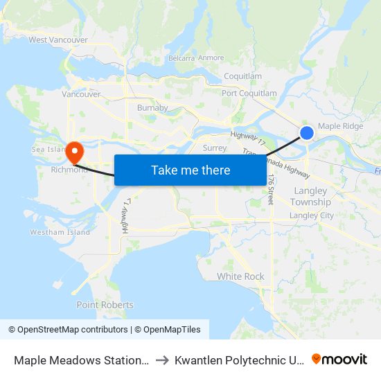 Maple Meadows Station @ Bay 2 to Kwantlen Polytechnic University map