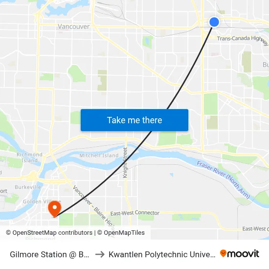 Gilmore Station @ Bay 3 to Kwantlen Polytechnic University map
