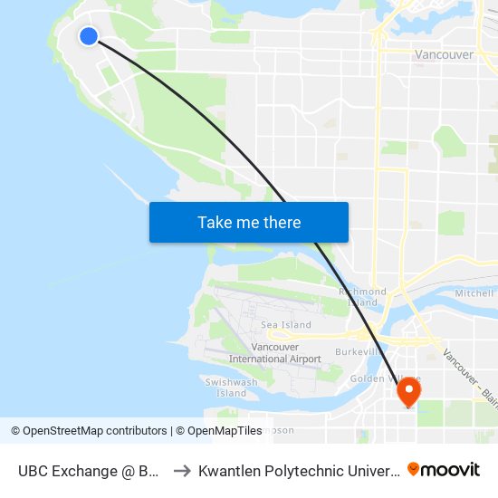 UBC Exchange @ Bay 3 to Kwantlen Polytechnic University map