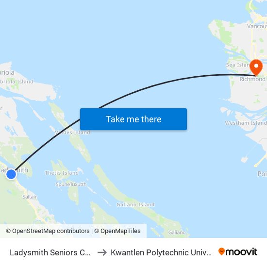 Ladysmith Seniors Centre to Kwantlen Polytechnic University map