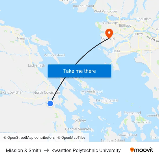 Mission & Smith to Kwantlen Polytechnic University map