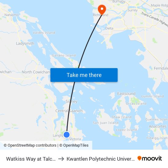 Watkiss Way at Talcott to Kwantlen Polytechnic University map